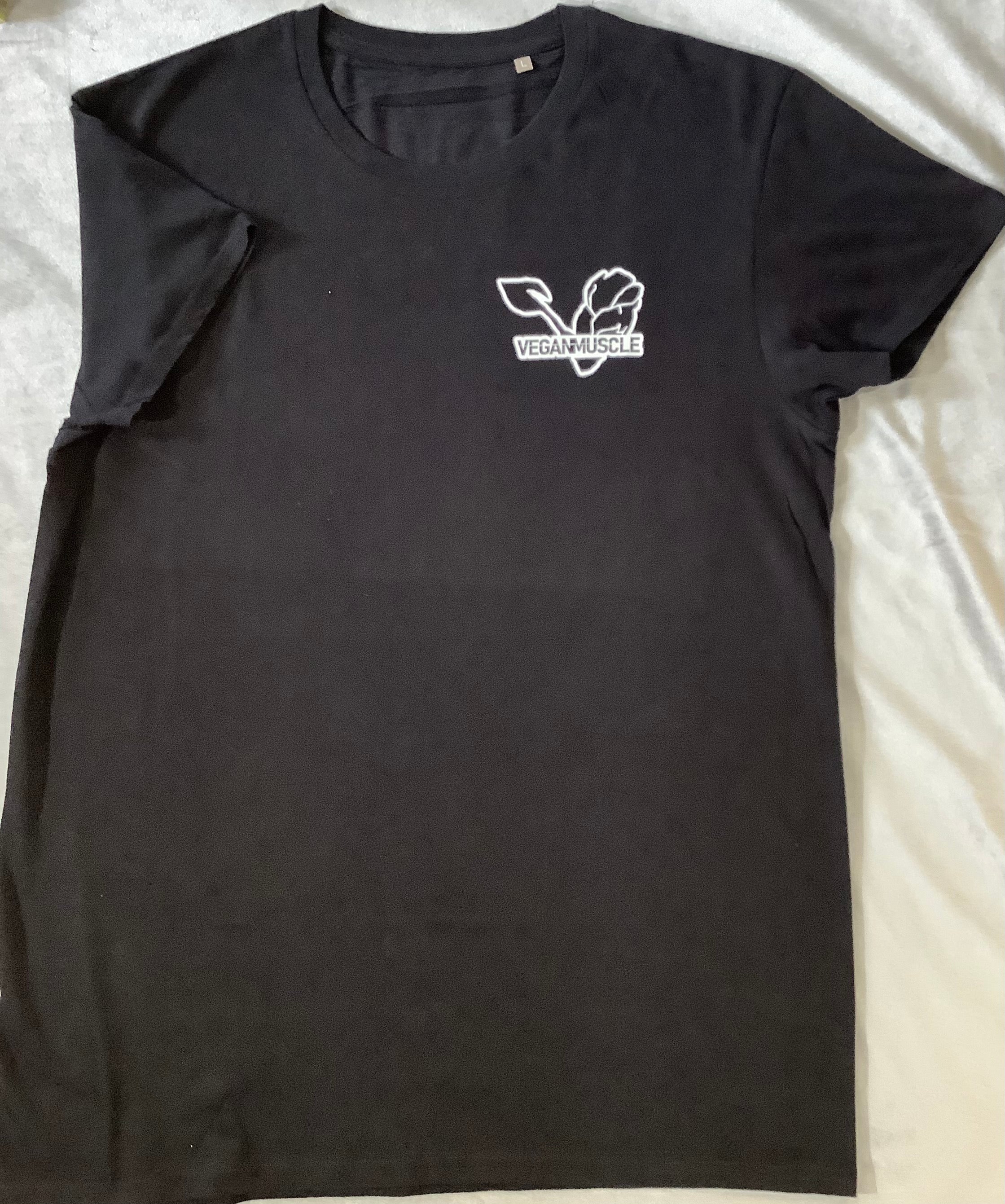 Vegan Muscle Organic T-Shirt – Logo Front, No One Knows Back